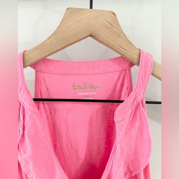 Lilly Pulitzer Pima Cotton Ruffle Tank Pink Size Small - Picture 5 of 6